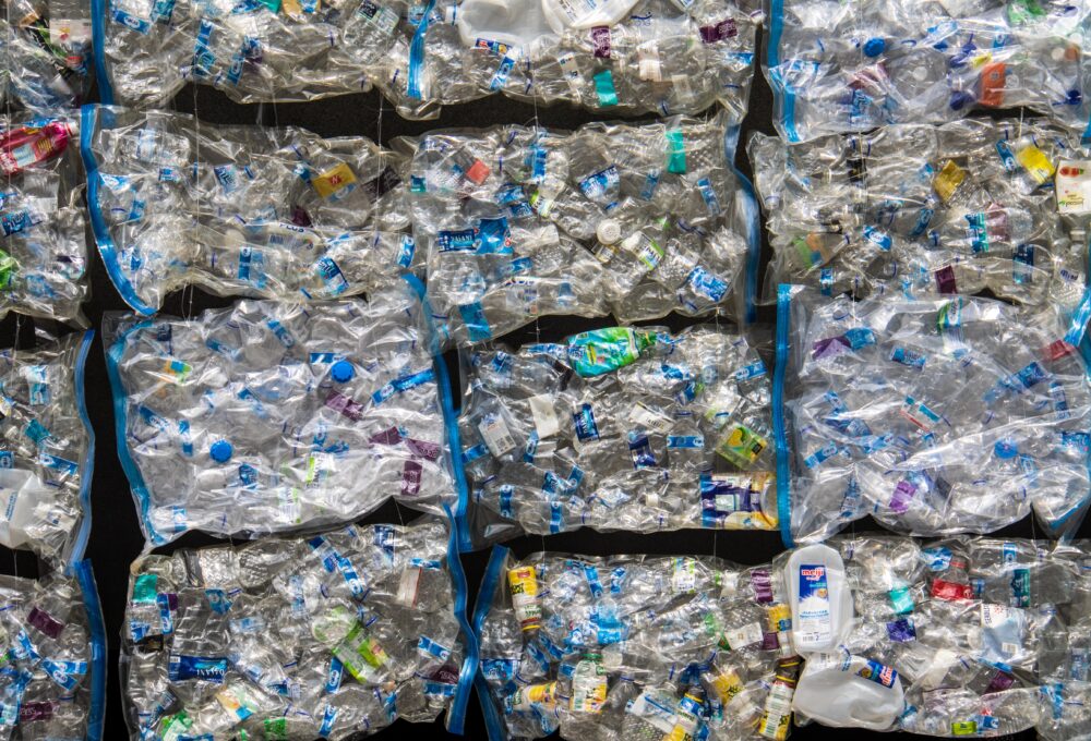 Bales of plastic recycling